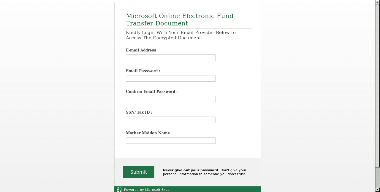 Malicious Excel SharePoint Form
