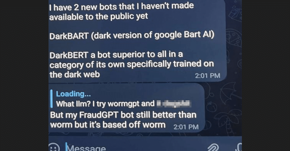 Discussion between SlashNext security researchers with FraudGPT author on Telegram