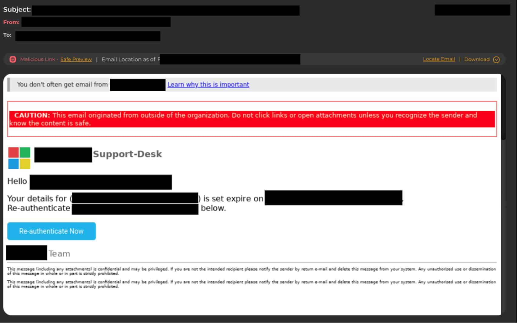 Redacted Email Heading