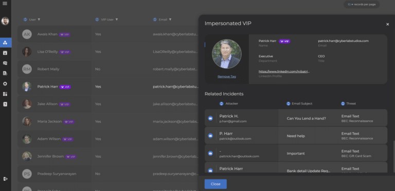 Impersonation Attack Dashboard