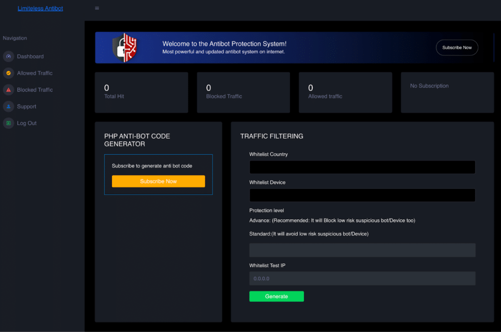 Cybercrime forum thread design for Limitless Anti-Bot 